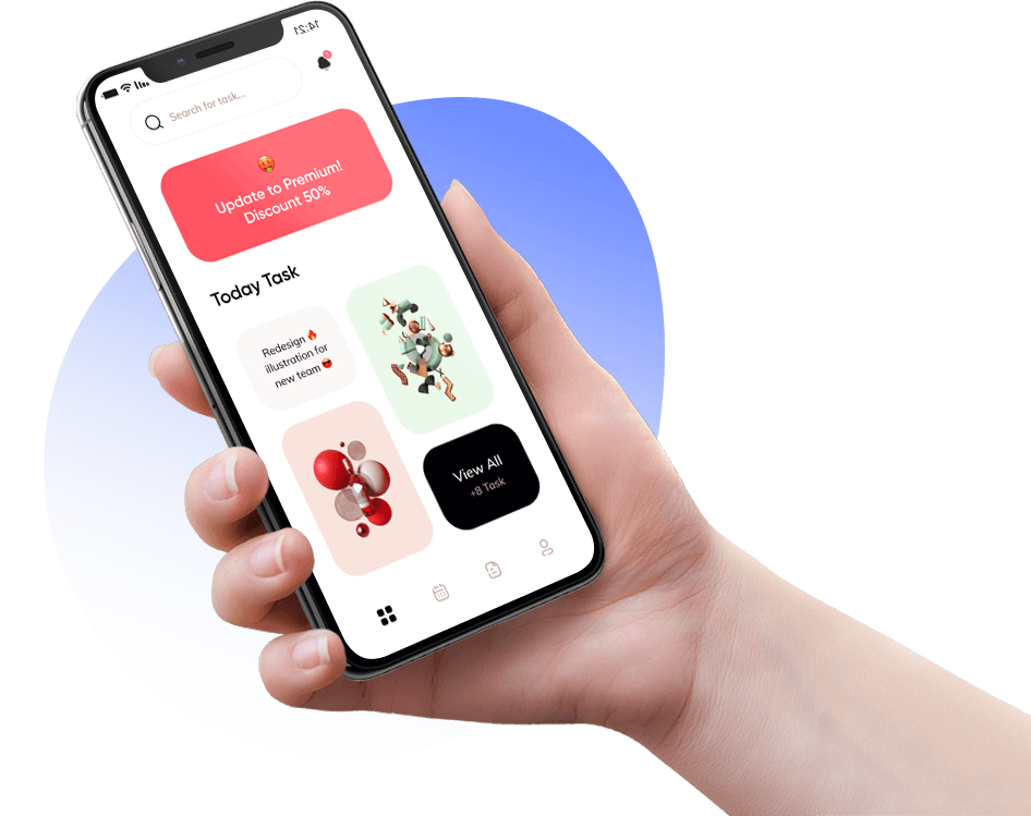 
                        Men is holding an iphone opened on application today tasks